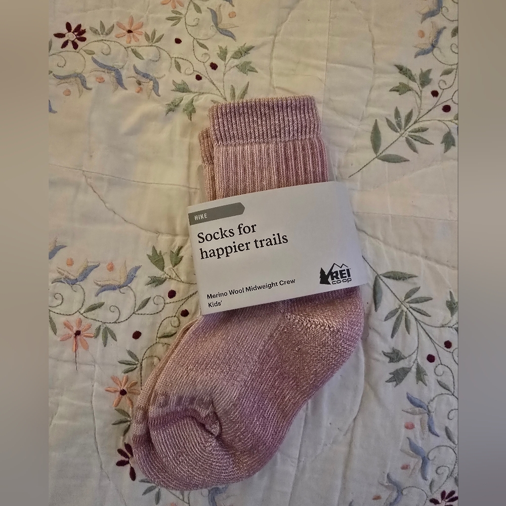 REI Girls Pink Merino Wool Crew Socks